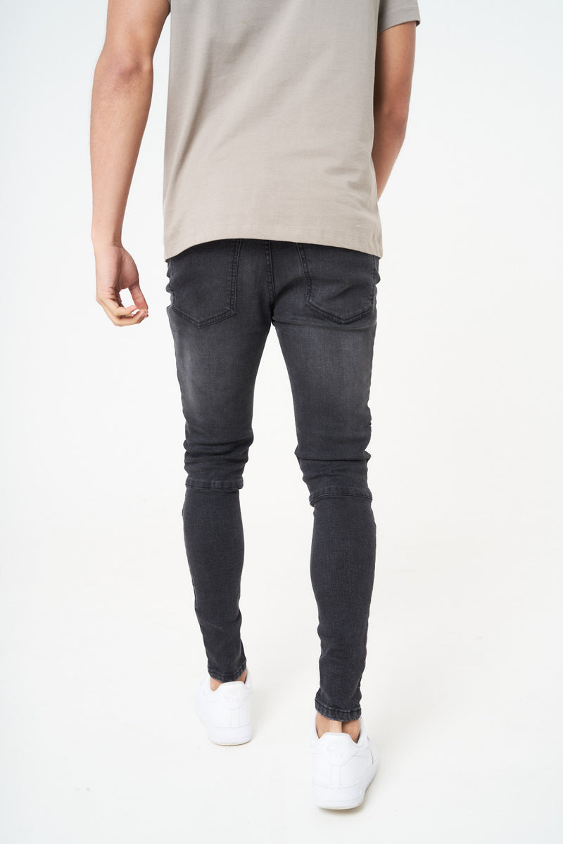 LONDON - GREY RIPPED BIKER JEAN
