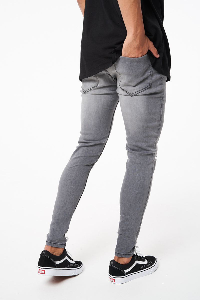 SOLOMAN - GREY RIPPED SKINNY FIT