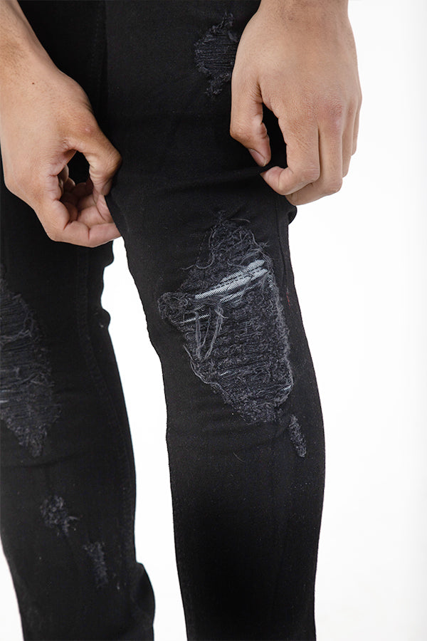 MEMPHIS - BLACK DISTRESSED DENIMS