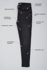 PABLO - CHARCOAL NON RIPPED SKINNY STRETCH FIT